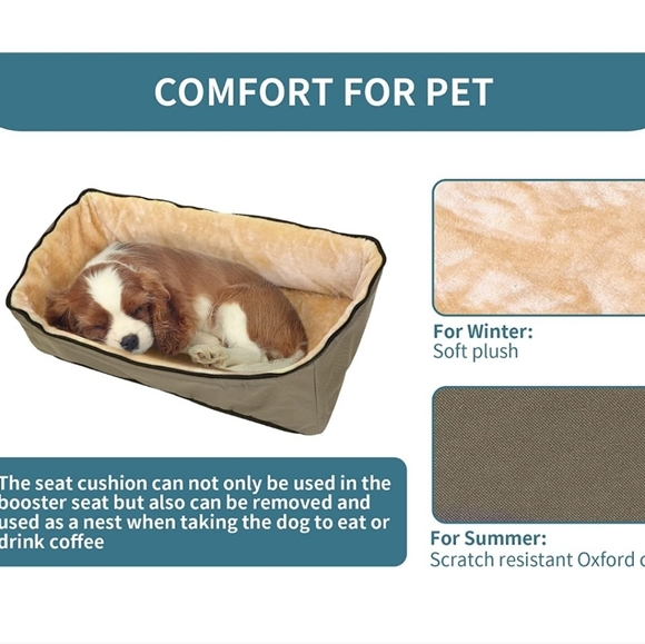 Petsfit Large Dog Car Booster with 2 Safety Tethers for 2 Dogs - Picture 4 of 10